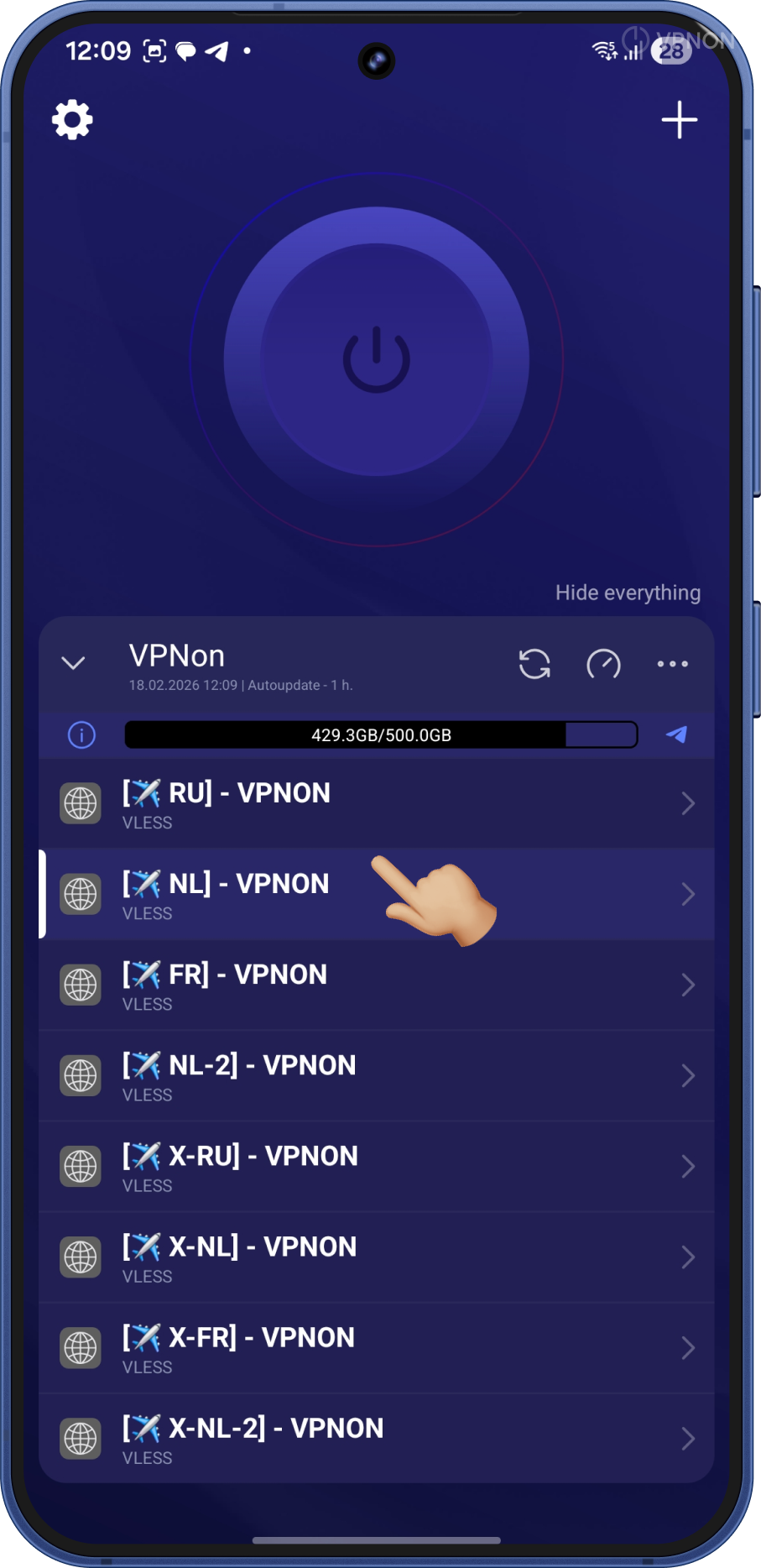 Connecting VPN in happ app on android
