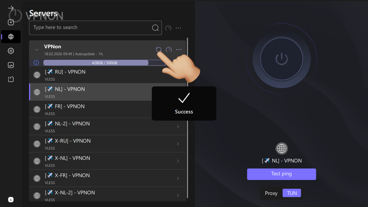 VPN in happ client, server list not visible