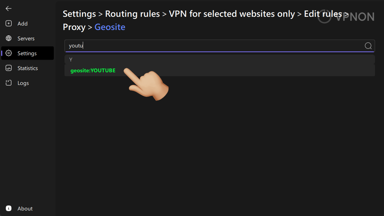 Geosite tags in the Happ app