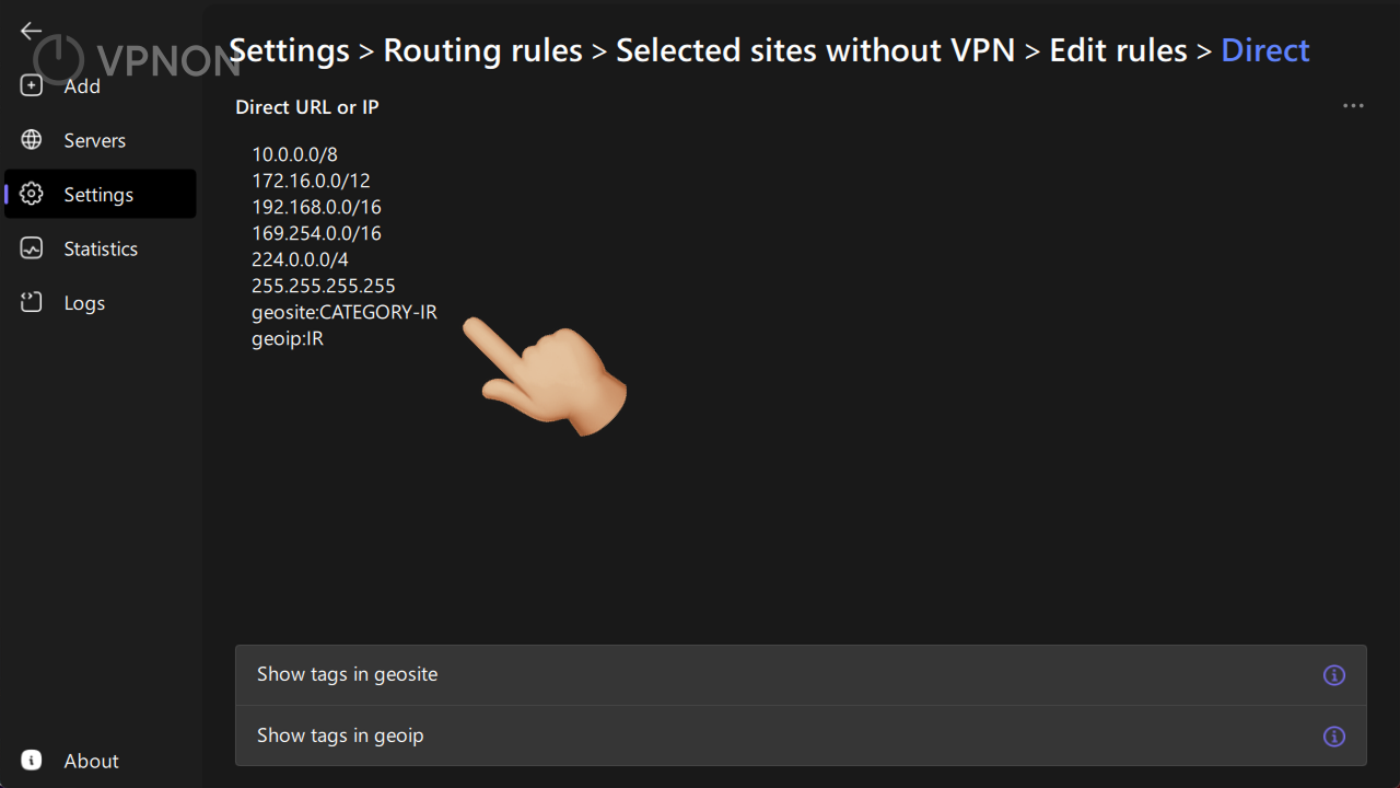 happ routing rules editing, direct
