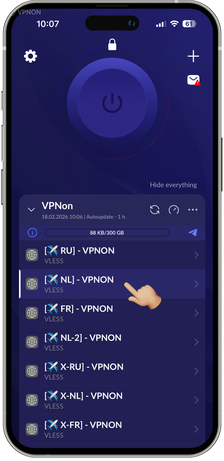 Connecting VPN in happ app on iOS