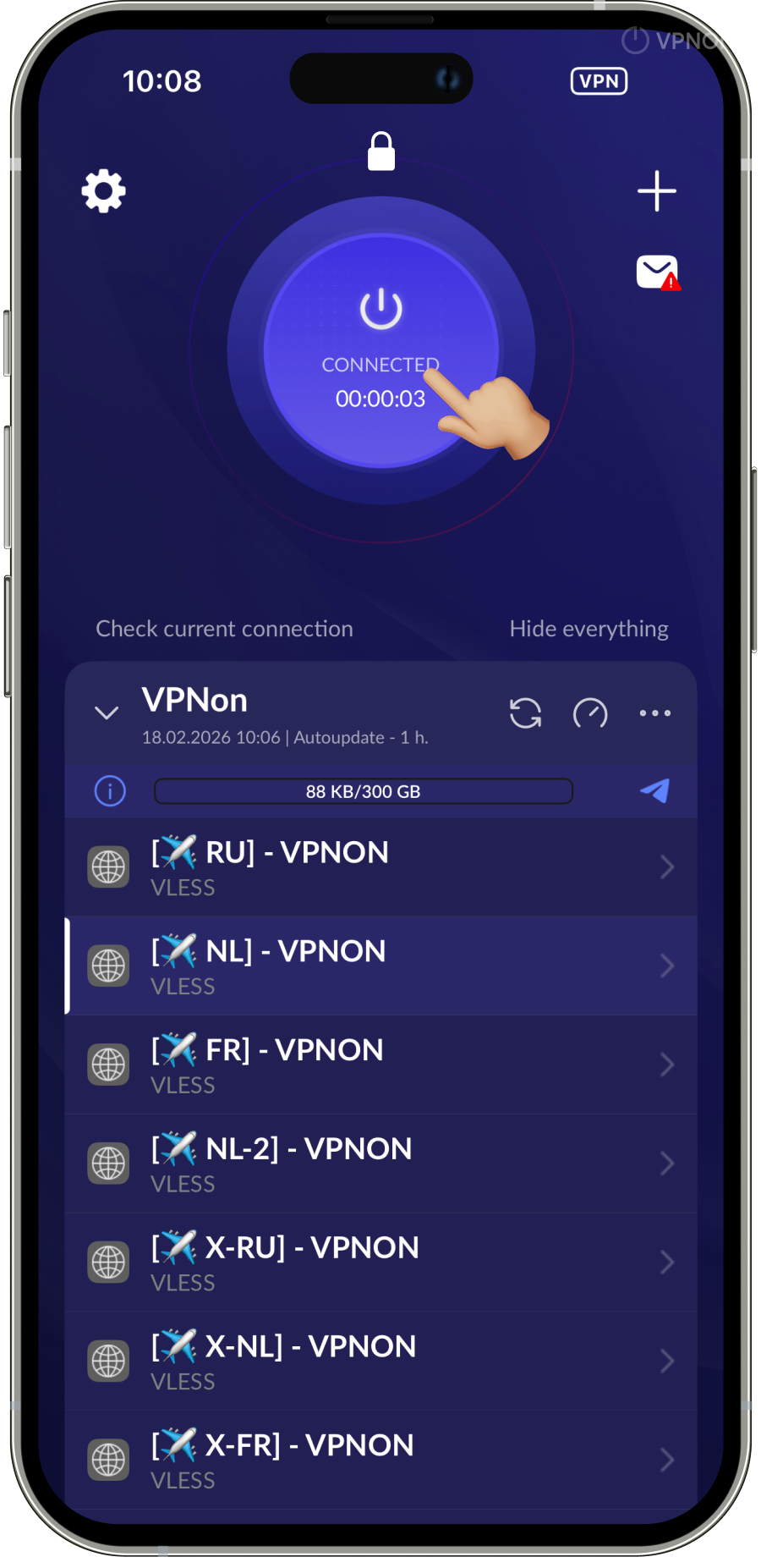 Connecting VPN in happ app on iOS