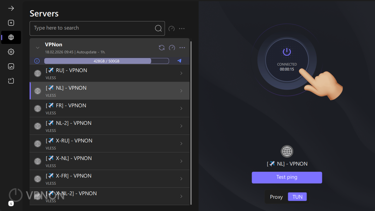 Connecting VPN in happ app on Windows