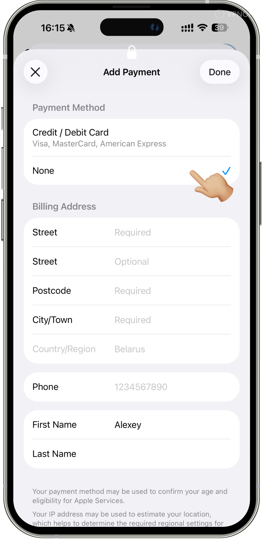 Updating Apple ID details